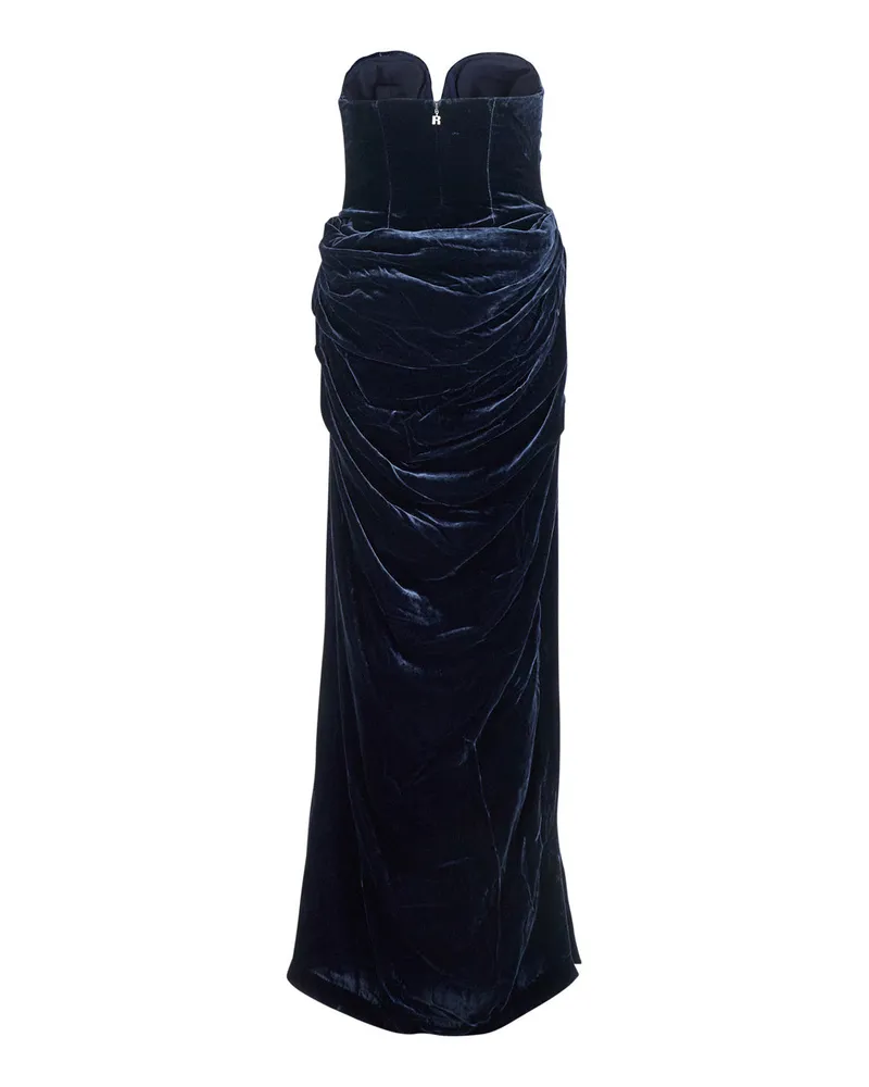 ROTATE Birger Christensen Women's Blue Off-Shoulder Dress With Sweetheart Neckline Viscose Navy