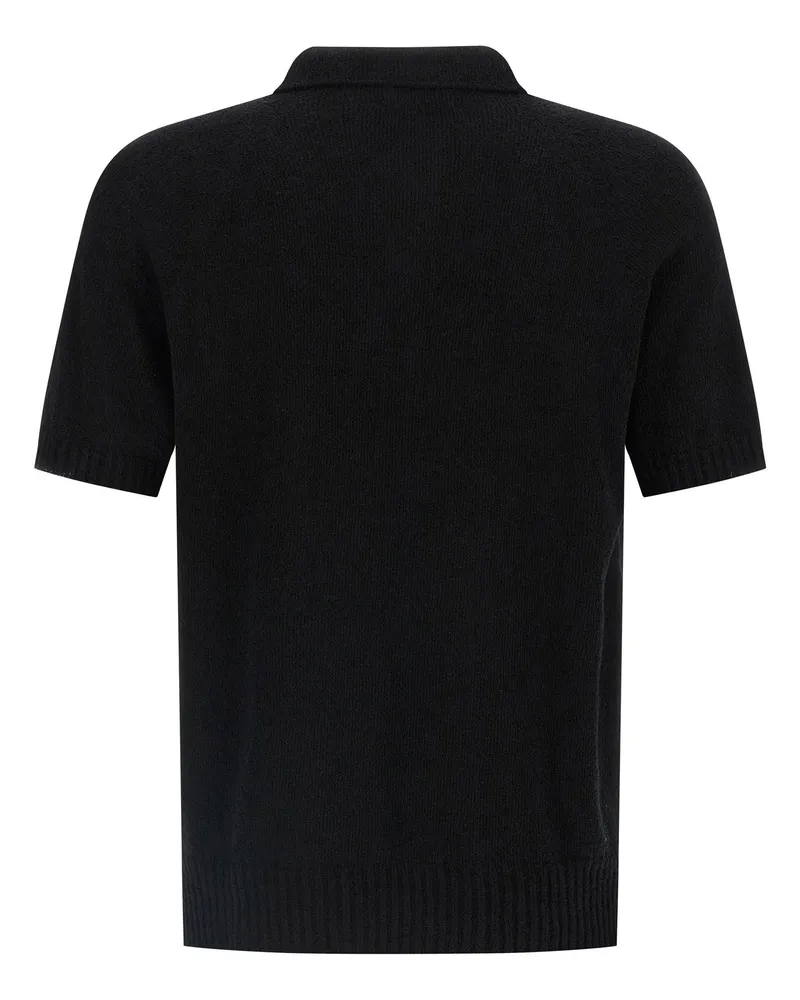 MA'RY'YA Spongy Cotton Blend Polo Shirt — Black Black