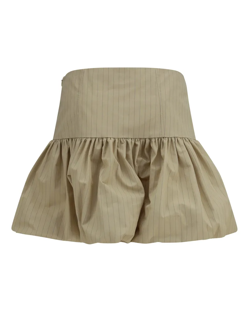 Ganni Women's Mini Skirt Ruffled Summer Sand Cotton Beige