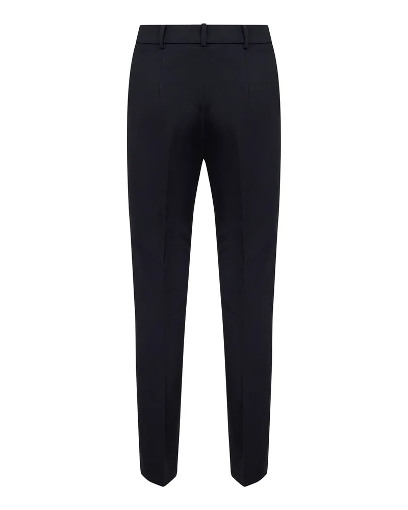 Max Mara Women's Navy Blue Stretch Wool Slim Trousers Navy