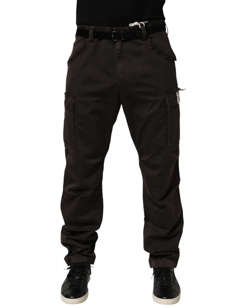 Dolce & Gabbana Brown Re- Edition Cotton Men Cargo Pants Brown