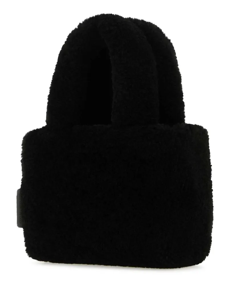 Amina Muaddi Women's Black Shearling Amini Giuly Handbag Blasilha Borse A Mano Black