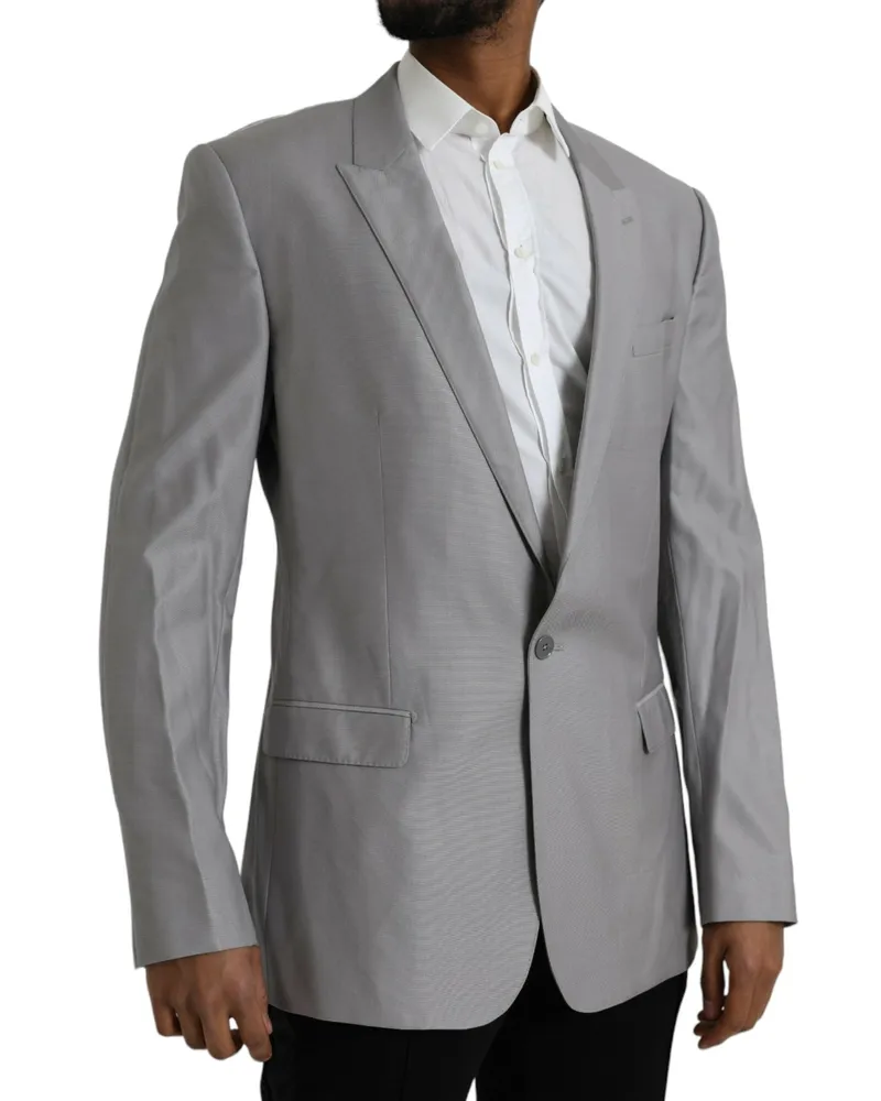 Dolce & Gabbana Virgin Wool Single-Breasted Blazer — Gray Gray