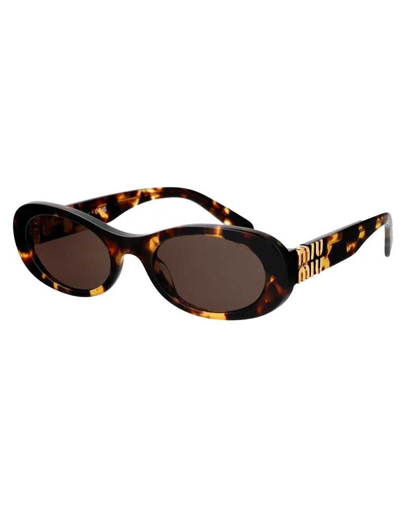 Miu Miu 0MU Oval Tortoiseshell Acetate Sunglasses — Brown Brown