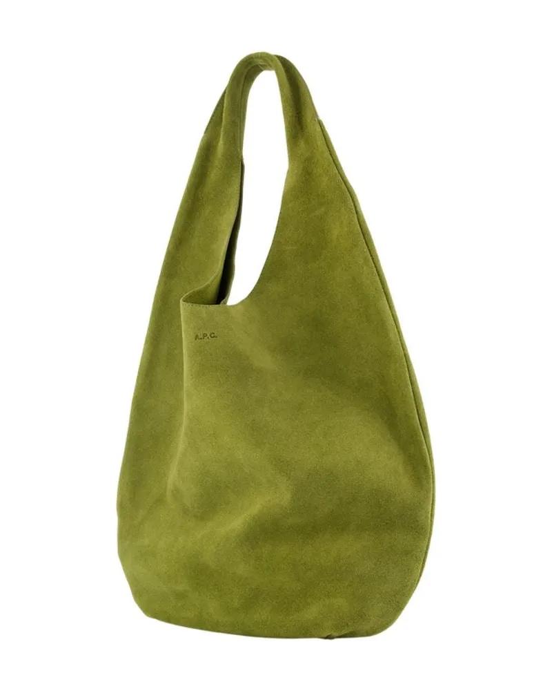 A.P.C. Women's Le Neige Shopper Bag -  Leather Green Cowhide Totes-Shopping-Bags Green