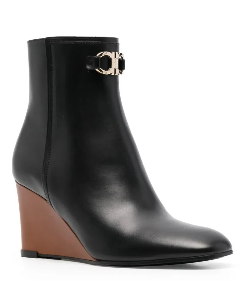 Ferragamo Women's 70mm Wedge-Heel Ankle Boots Black Black