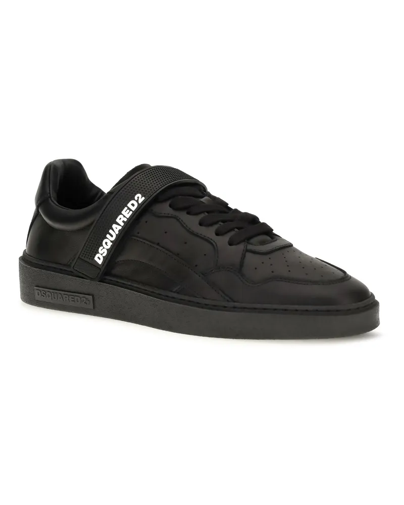 Dsquared2 Men's Leather Strap Sneakers Nero+nero Black