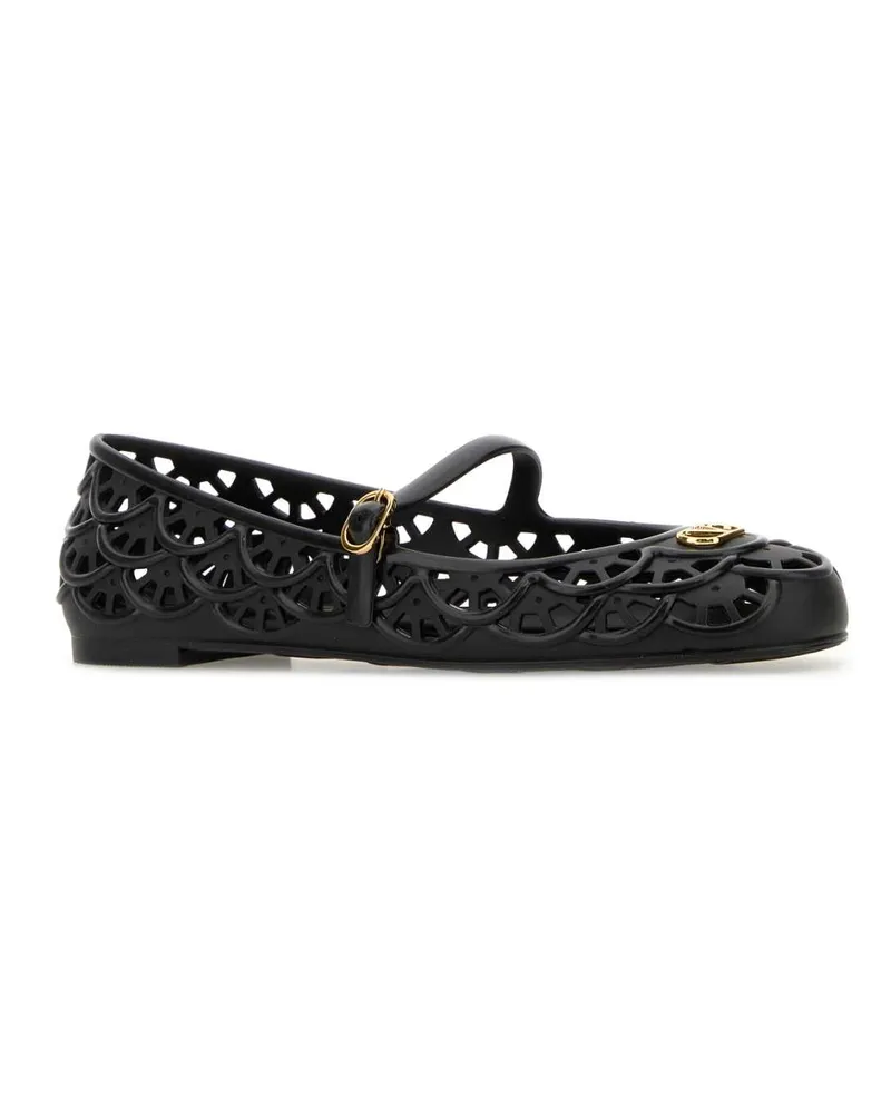 Valentino Garavani Women's Black Rubber Vlogo Signature Ballerinas Nero Ballerine Flat Shoes Black