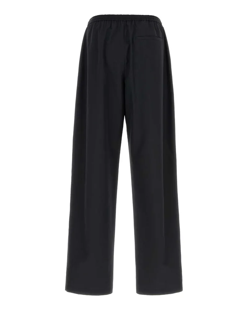 Jil Sander Men's Black Tech Fabric Wide-Leg Pant 001 Exterior: Polyester Pantaloni Trousers Black