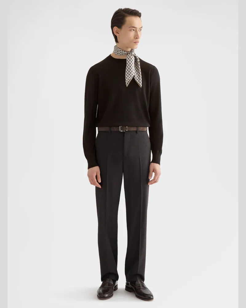 AGNONA Men's Crewneck Sweater Brown Wool Brown