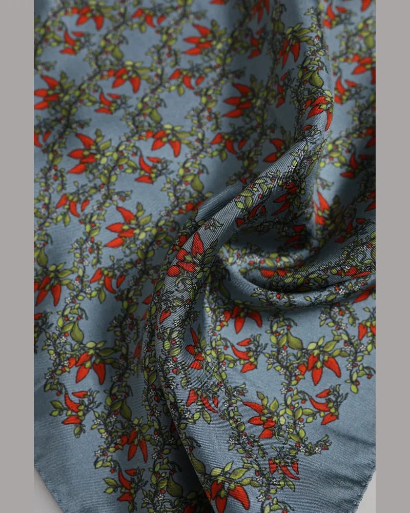 Dolce & Gabbana Gray Chilis Silk Square Men Foulard Scarf Gray
