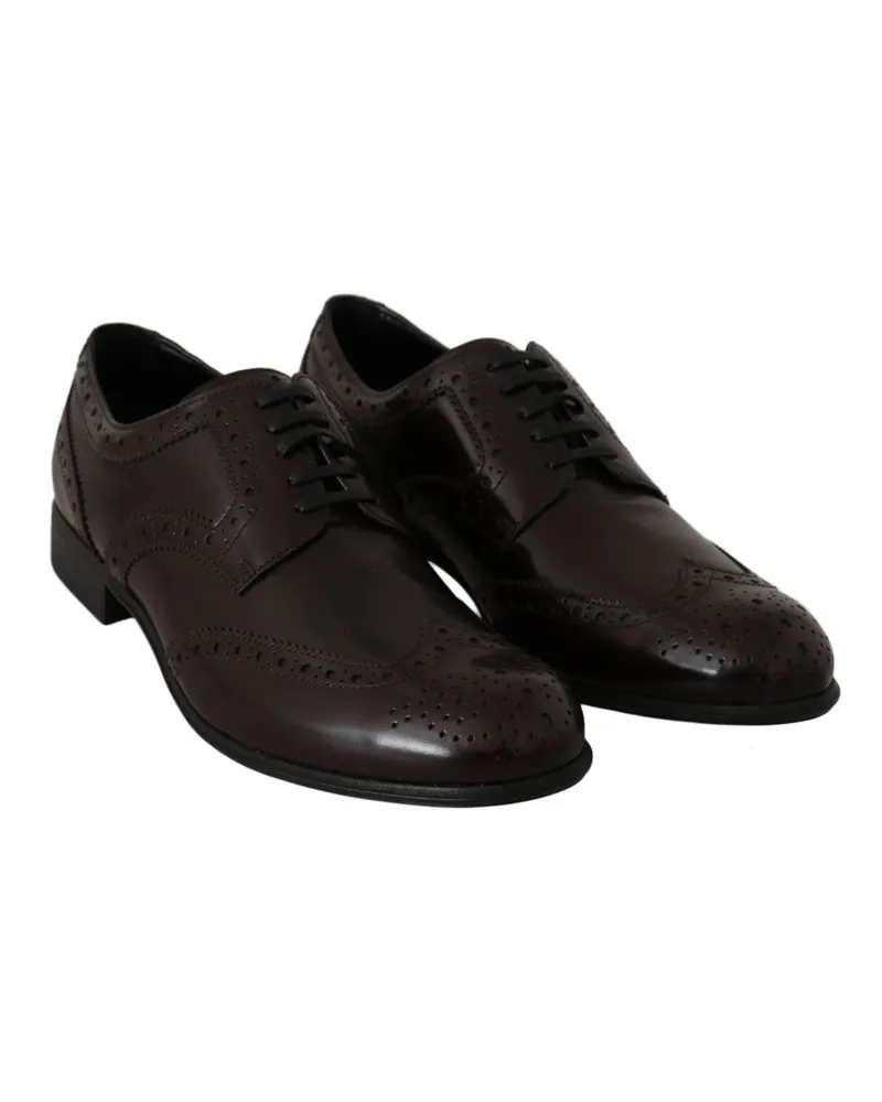 Dolce & Gabbana Women's Brown Leather Broques Oxford Wingtip Shoes Brown