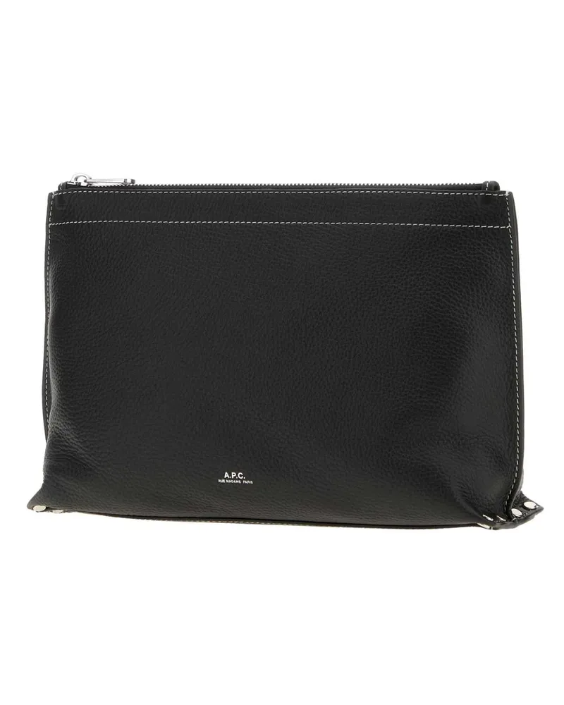 A.P.C. Women's Black Leather Clou Pouch Noir Borse A Tracolla Black