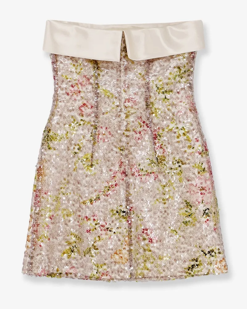 Alberta Ferretti Women's Mini Dress Sequin Embroidery Beige Polyester Evening Suits Beige