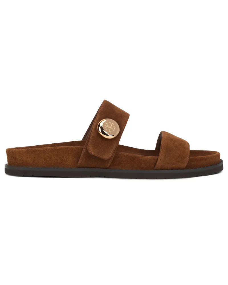 Tory Burch Women's Low Leather Sandals Park Bench Brown