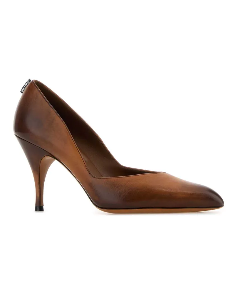 Miu Miu 5i546efa085537 F0046 Cognac Vitello Scarpe Con Tacco High Heel Shoes Brown