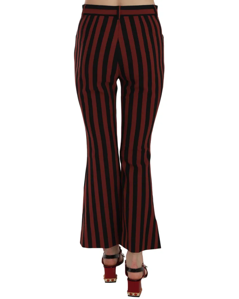 Dolce & Gabbana Women's Black Amaranth Stripe Cropped Flared Pants Black