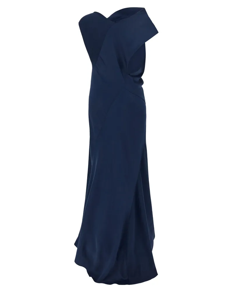 Alberta Ferretti Asymmetrical Draped Dress — Navy Navy