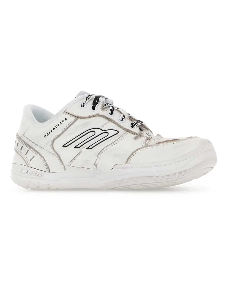 Balenciaga Women's White Leather Hamptons Sneakers T Bovine White