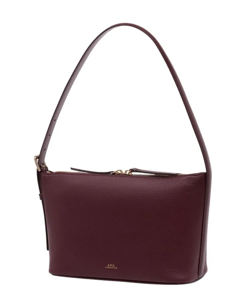 A.P.C. Women's Vera Shoulder Bag -  Leather Bordeau Burgundy Calfskin Shoulder-Hobo-Bags Burgundy