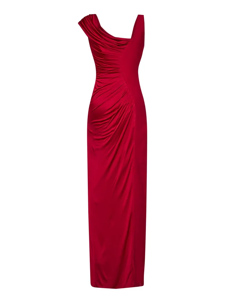 Versace Women's Draped Long Dress Red Viscose Red