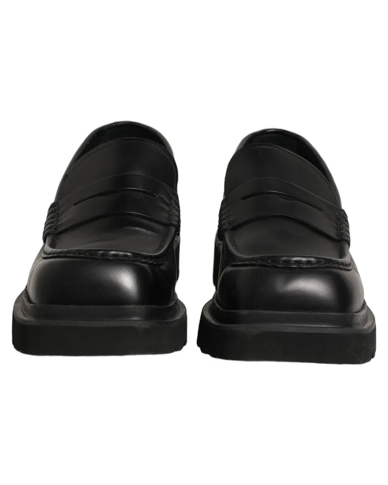 Dolce & Gabbana Black Calfskin Leather Men Dress Loafer Shoes Calf Black