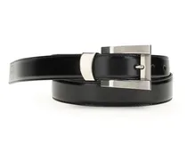 Rectangular Palladium Buckle Calf Leather Belt — Black