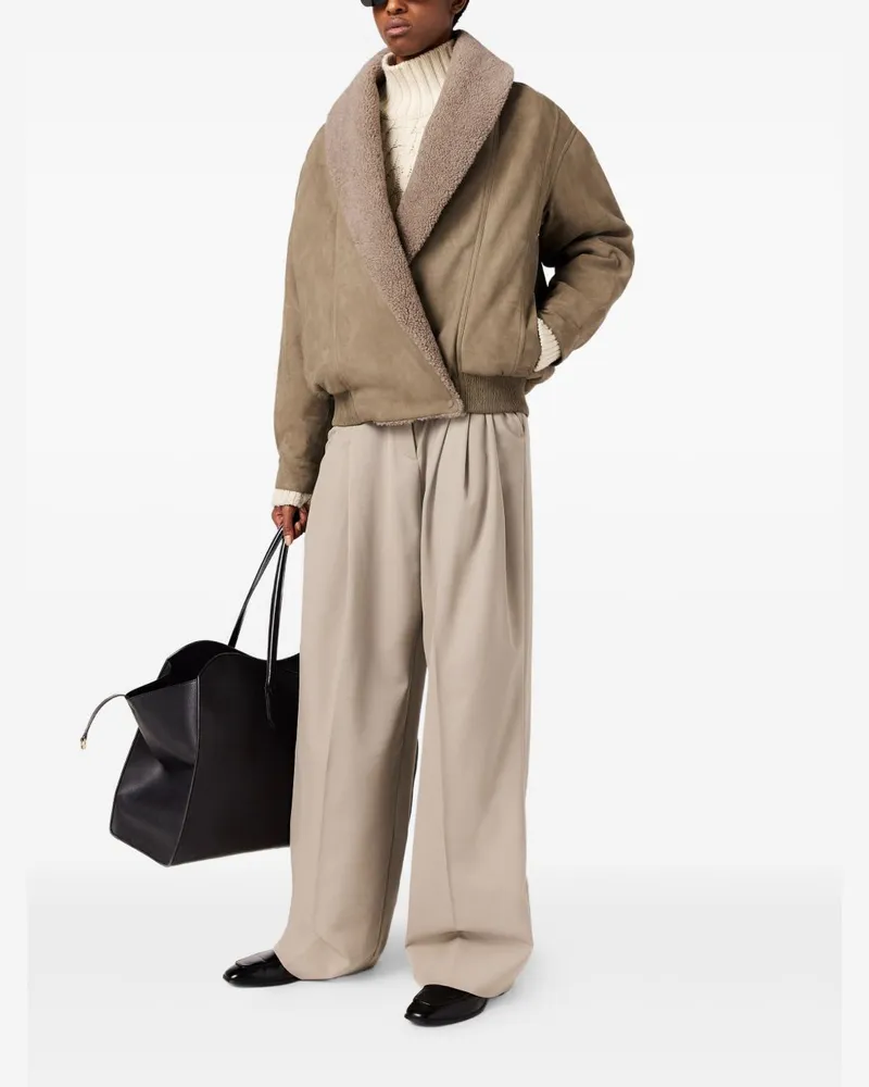 Stella McCartney Faux-Shearling Collar Jacket — Beige Beige