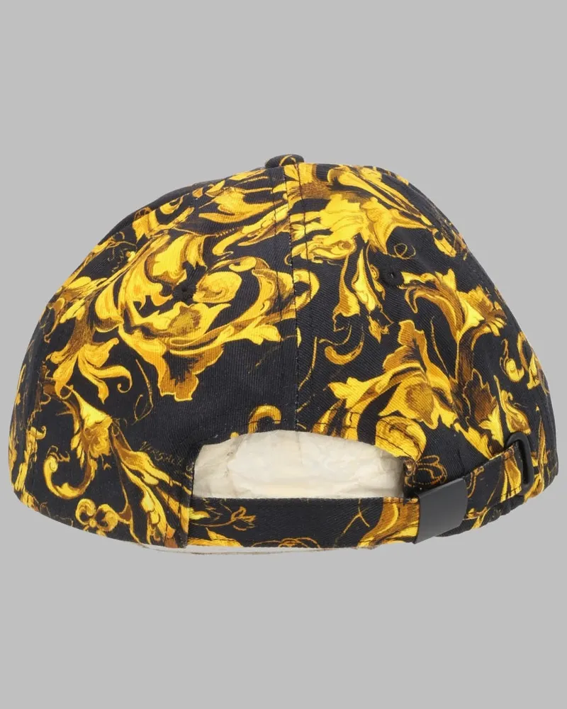 Versace Jeans Men's Baseball Cap With Baroque Print Multicolour Cotton Hat Gold