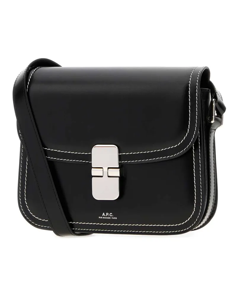 A.P.C. Women's Black Leather Small Grace Shoulder Bag Noir Borse A Mano Black