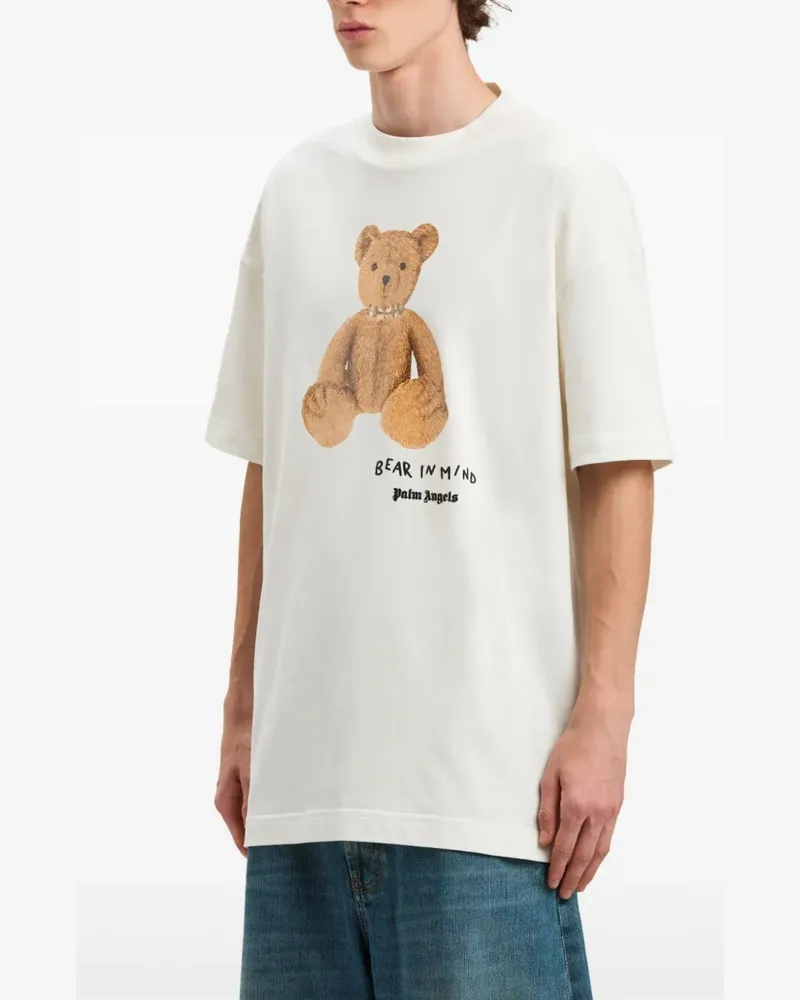 Palm Angels Men's Bear Mind Logo T-Shirt White Clothing > Polo & T-Shirts White