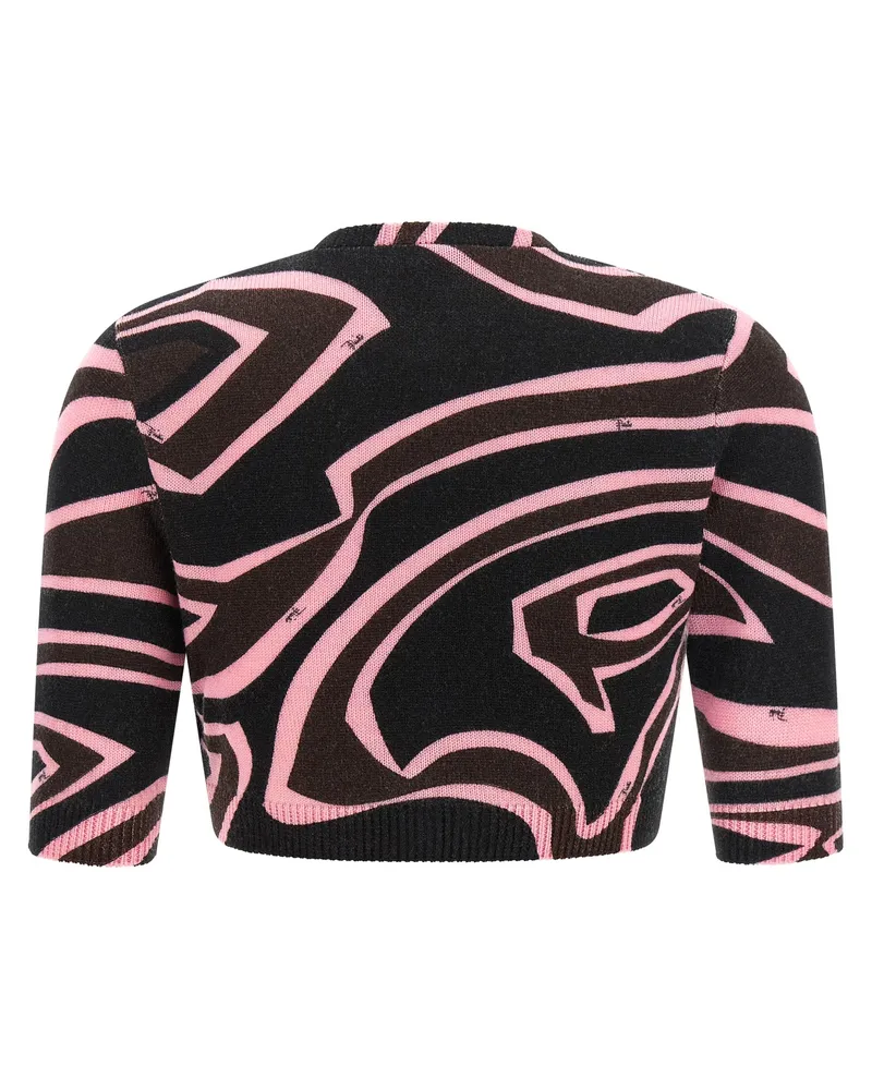 Emilio Pucci Labirinto Graphic Wool Blend Cardigan — Multicolor Multicolor