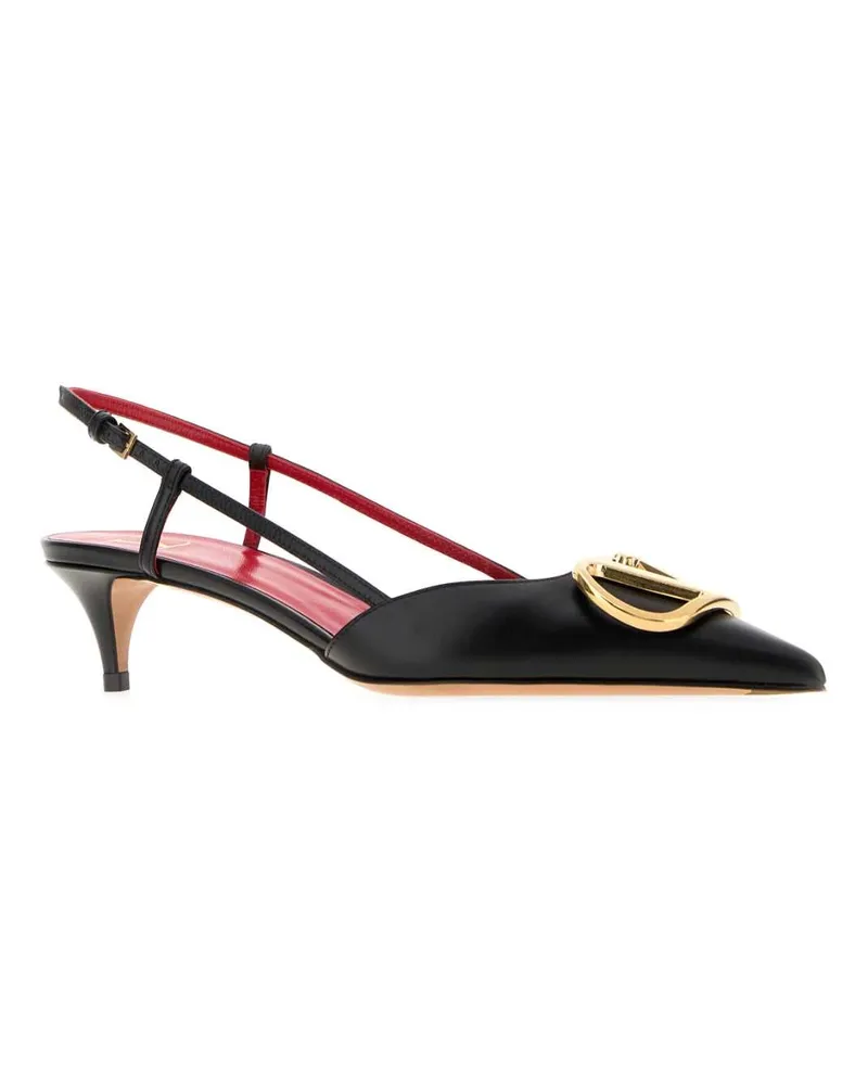 Valentino Garavani Women's Black Leather Vlogo Signature Pumps Nero Scarpe Con Tacco High Heel Shoes Black