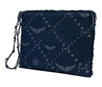 Women's Embroidered Cotton Clutch Navy