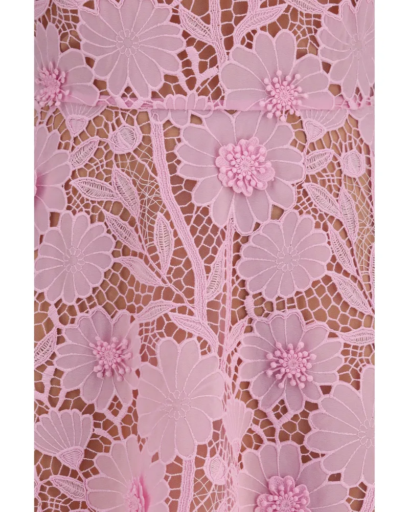 Self-Portrait Women's Lace Mini Dress Pink Polyester Pink