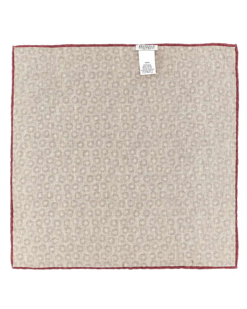 Brunello Cucinelli Polka Dot Silk Pocket Square — Cream Cream