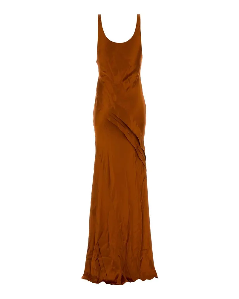 Saint Laurent Satin Long Dress — Orange Orange