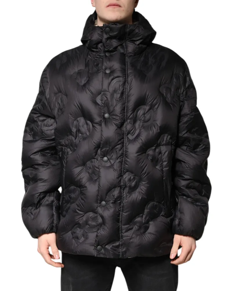 Dolce & Gabbana Men's Quilted Nylon Parka Jacket Black Down Black