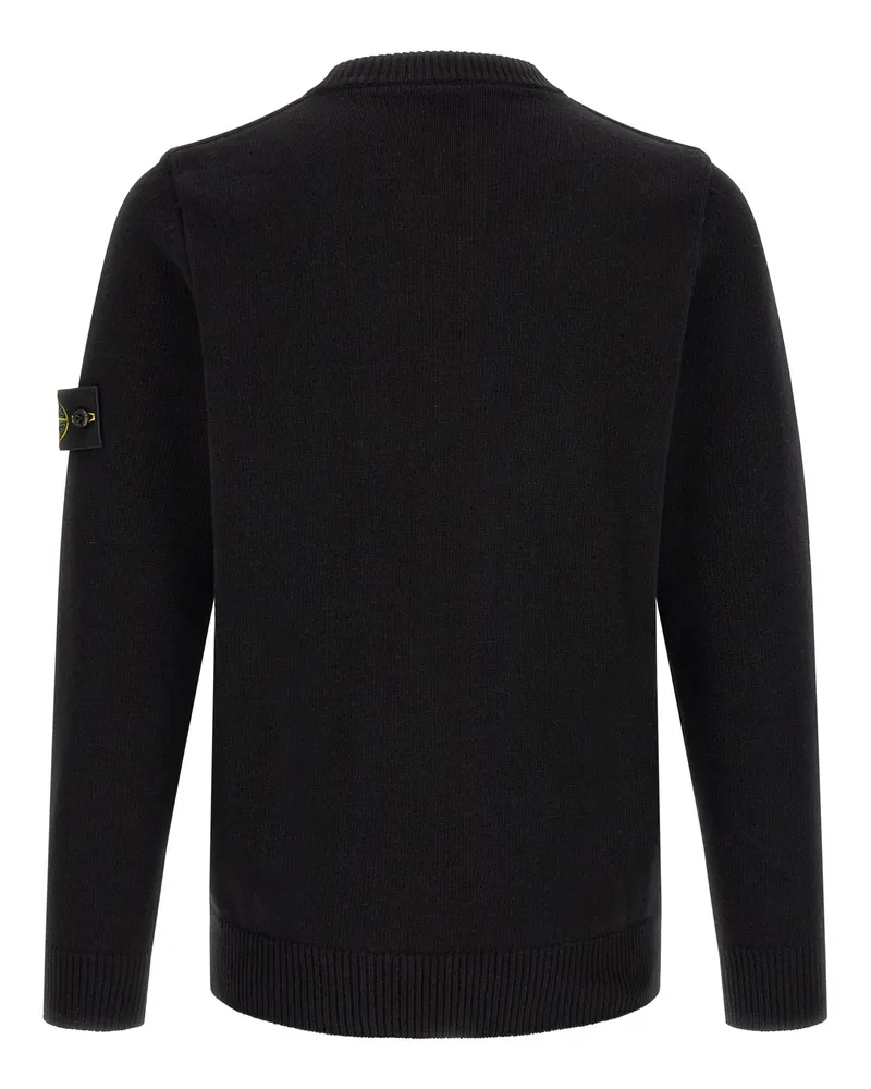 Stone Island Virgin Wool Crew Neck Sweater — Black Black
