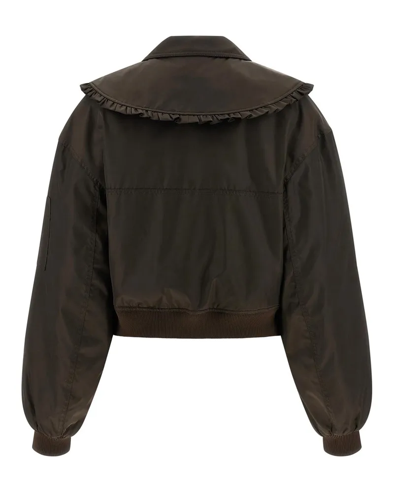 Ganni Women's Bomber Jacket Demitasse Nylon Recycled Polyamide Brown