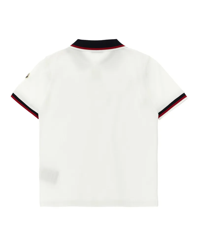 Moncler Tricolor-Trim Piqué Cotton Polo Shirt — White White