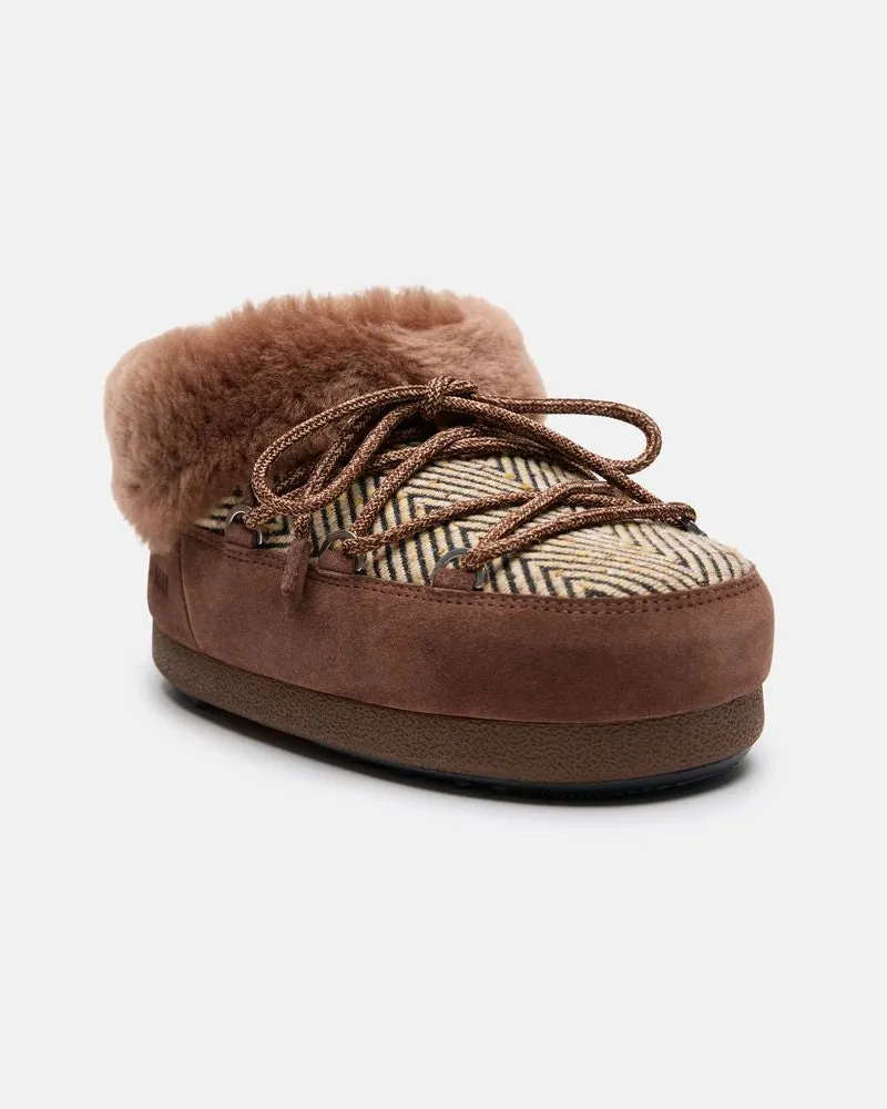 Moon Boot Shearling-Lined Moon Boot Slipper — Brown Brown