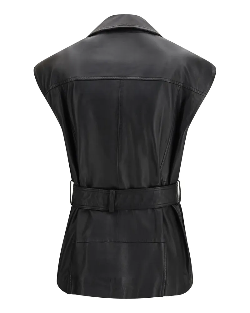 Pinko Women's Gypsy Biker-Style Vest Nero Limousine Jacket Black