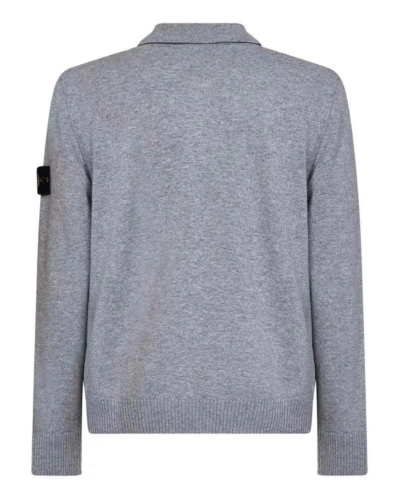 Stone Island Men's Long-Sleeved Polo Shirt Melange Grey Wool Virgin T-shirts And Polos Gray