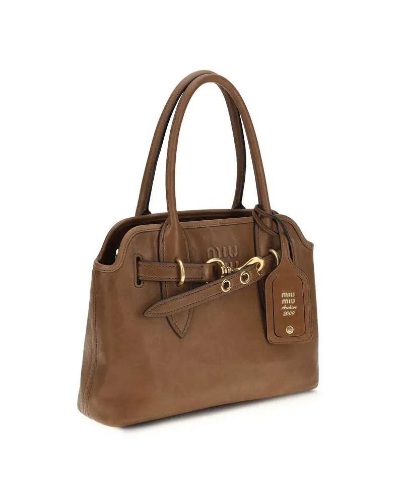 Miu Miu Women's Brown Lamb Ovis Aries Handbag Brown