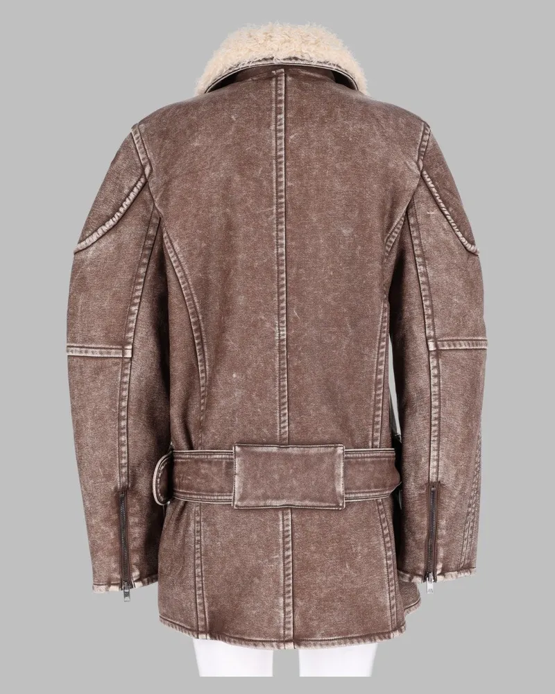 Diesel Double-Breasted Aviator-Biker Jacket — Brown Brown
