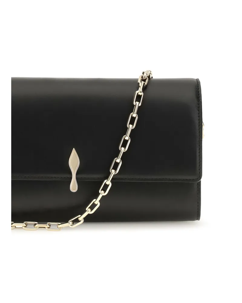Christian Louboutin Women's Leather Wallet With Chain Bettina Black-Gold Calf & Purses Black/gold Black