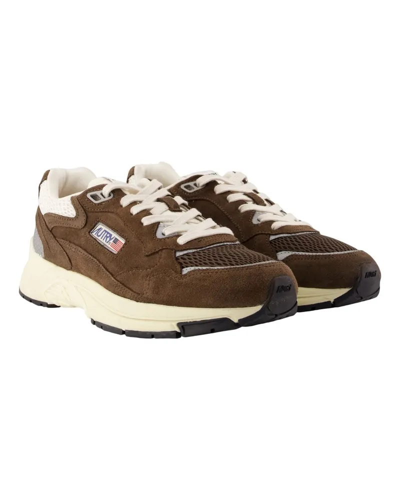 AUTRY Men's Hyperway Low Sneakers -  Leather Brown Calfskin Shoes Brown