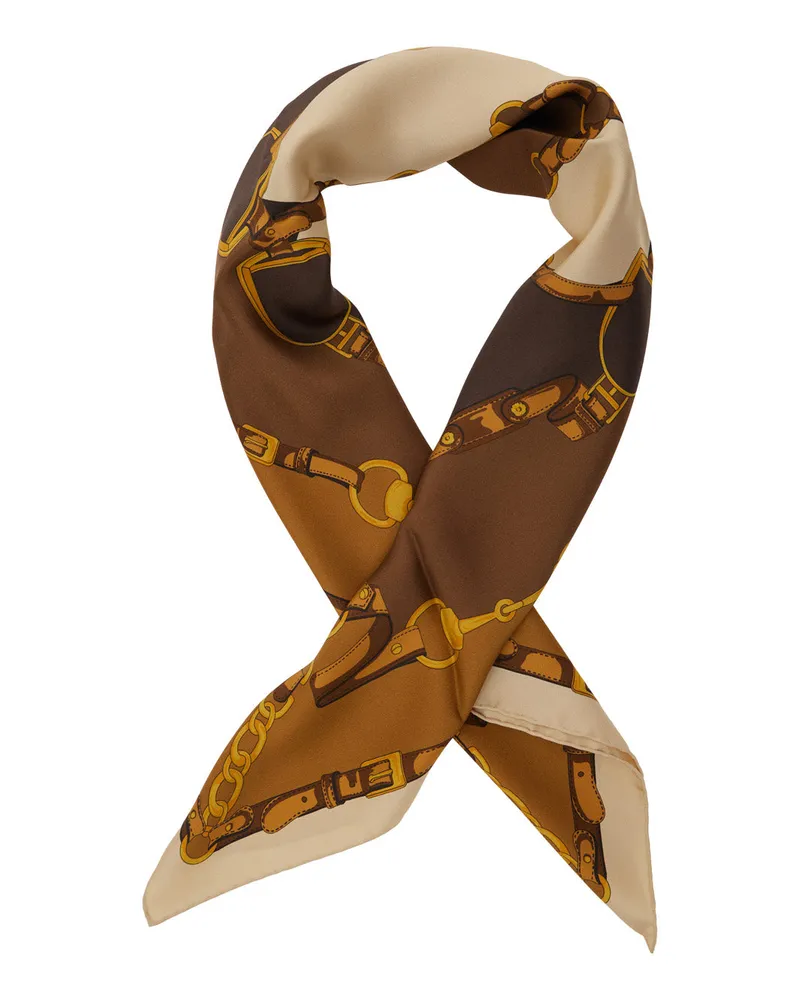 Gucci Women's Square Silk Scarf, Brown Scarfs Brown