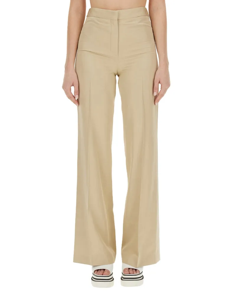 Stella McCartney Flare Fit Viscose Trousers — Beige Beige